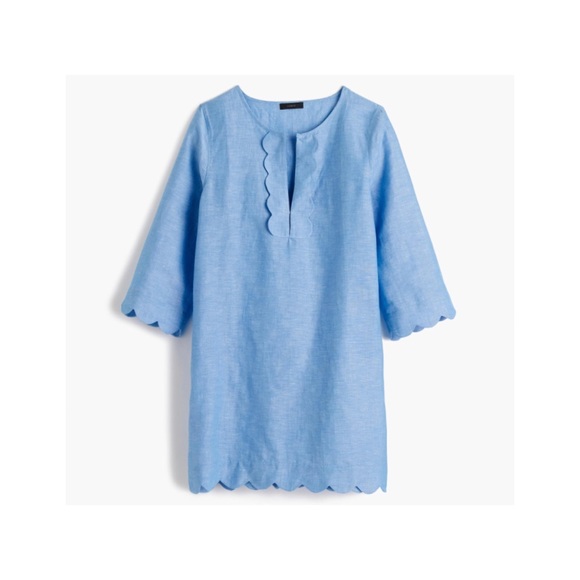J. Crew Tops - J Crew Blue Scalloped Tunic Blouse Sz Small